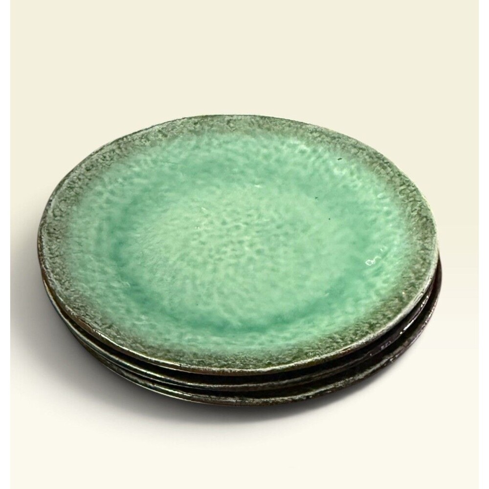 Gibson Elite Green Lantern Double Bowl Terracotta Salad Plates (Set Of 3) 8.5 In